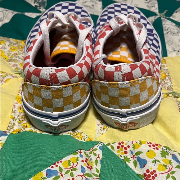Vans Kids Red and Blue Checkerboard Sneakers - Picture 3 of 5